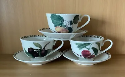 Buy Royal Horticultural Queen's Hookers Fruit Three Tea Cups And Saucers • 16£