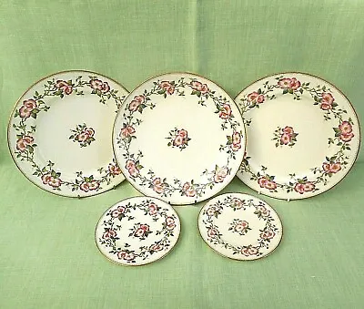 Buy 5 Antique Minton Bone China Plates - Pink Roses - H1642 - Coupe, Lunch, Side  • 24.99£