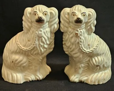 Buy A Pair Of 19thC Large Staffordshire Pottery Dogs, Spaniels • 99£