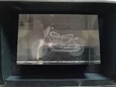Buy Laser Art 3D Motorcylce Glass Paperweight Block- Crystal Clear Collectibles • 9.50£