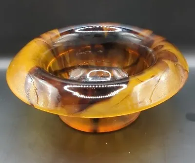 Buy Retro Amber Cloud Glass Bowl. Swirled Pattern And Embossed Sides. Perfect 9inch • 24.99£