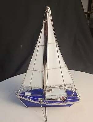 Buy Vintage Stained Glass Sailboat Sun Catcher Boat Ocean Beach Decor Leaded Artisan • 33.21£
