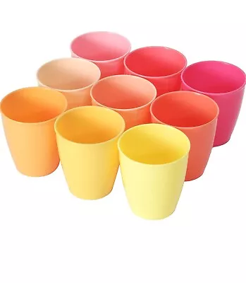 Buy Kids Drinking Cups 9-Pack Pink Peach  Colours Reusable Plastic Beakers - 250 Ml • 4.99£