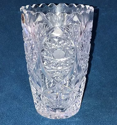 Buy Vintage Czechoslovakia Bohemia Hand Cut Lead Crystal Vase, 7  Tall, 4 1/2  Dia. • 33.07£