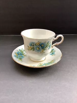 Buy Queen Anne Bone China Blue Floral Tea Cup And Saucer Set Made In England Daisy  • 14.34£