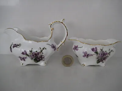 Buy Vintage Hammersley Victorian Violets Small Milk Jug Sugar Bowl England Fine Bone • 37.99£