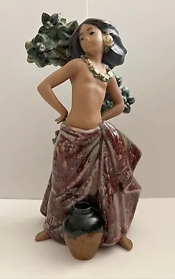 Buy Lladro #2171 Retired HAWAIIAN GIRL In Front Of Tree With Jug 9.5” Jose’ Puche • 169.04£