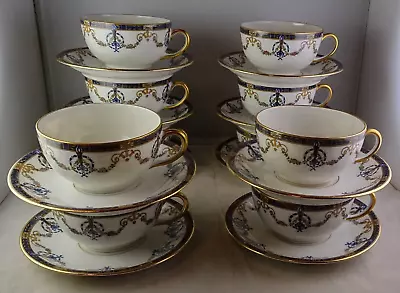 Buy 10 Pouyat Limoges Antique Porcelain Cup & Saucer Sets Swags Flambeau Gold Trim • 235.86£