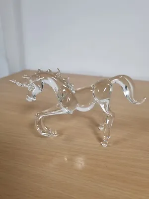 Buy Small Unicorn Hand Blown Clear Glass Figurine Animal Collectible Figure • 14.90£