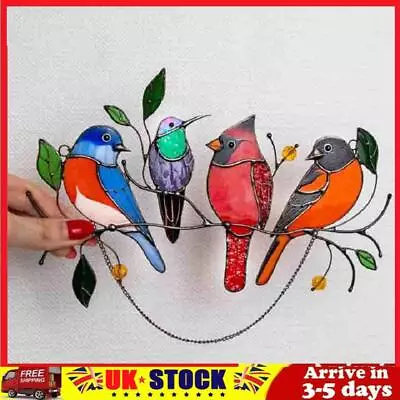Buy Color Birds On A Wire Stained Glass Window Hanging Panel (2) • 6.60£