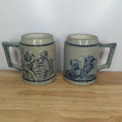 Buy 2 Antique WHITES UTICA Stoneware Pottery Buffalo Mug Pan American Flemish Ware • 85.24£