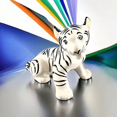 Buy Lomonosov Porcelain Siberian White Tiger Cub Figurine - Blue Eyes Made In Russia • 57.53£
