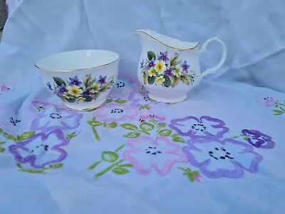 Buy Vintage Duchess Bone China Primroses Violets Sugar Bowl And Jug • 9.99£