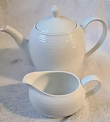 Buy Noritake Contemporary Arctic White 4 Cup Teapot & Creamer 4000 Fine China • 56.92£
