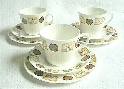 Buy 3 X Vintage TRIO SETS - Tea Cup, Saucer And Plate RIDGWAY Pottery ROYAL VEIL • 20£