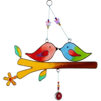 Buy Love Birds On Branch Suncatcher Colourful Glass Window Decoration • 14.99£