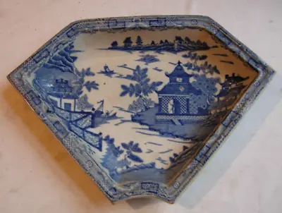 Buy Antique Blue & White Transfer Ware Serving Dish Oriental Style Hors D'oevre Set • 17.99£