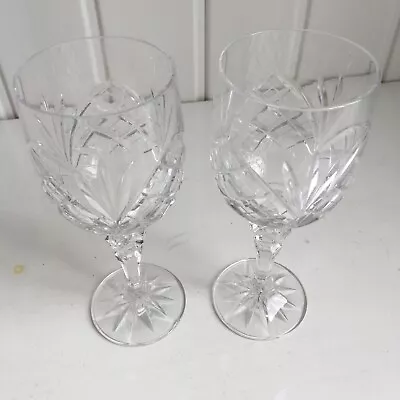 Buy 2 Royal Brierly Cut Glass Crystal Wine Glasses BR • 10£