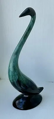 Buy VTG Blue Mountain Pottery Crane Swan Figurine Blue/Green/Black Drip Glaze 5.5” • 27.02£