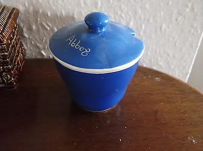 Buy Vintage Devon Sandygate Pottery Blue Souvenir Conserve Pot & Lid Woburn Abbey • 7£