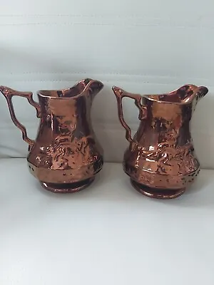 Buy 2 Large Wade Heath C1934 Jugs/pitchers Copper Lustre Embossed Stag • 30£
