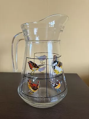 Buy Vintage Glass Pint Jug/Pitcher Featuring Different Birds Made In France • 15.99£