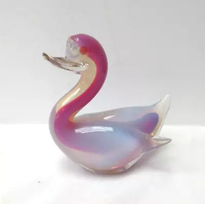 Buy Vintage Murano Art Glass Bird Duck Sculpture Figure Paperweight Pink Blue • 14.99£
