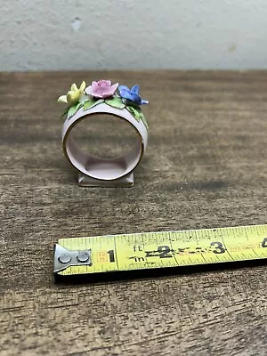 Buy Vtg. Royal Adderley Floral Pink Bone China Floral Napkin Ring ~ Made In England • 8.50£
