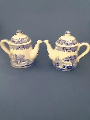 Buy Spode Blue Italian Miniature Teapot Style Salt & Pepper Shakers • 15£