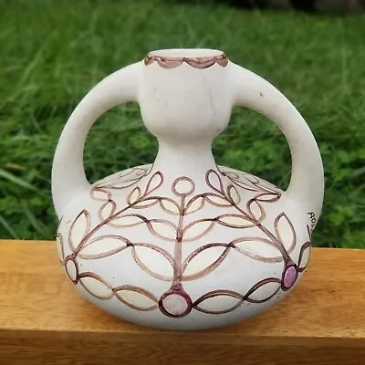 Buy Hand Thrown Studio Art Pottery  Stoneware Two Handle Jug Vase  Southwest Signed  • 24.97£