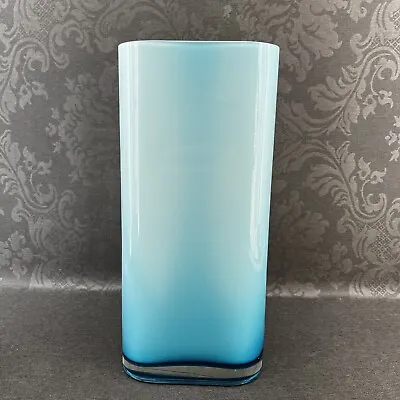 Buy Vintage Modernist 13.5” Cased Blue Glass Vase Danish Modern Scandinavian Style • 38.61£