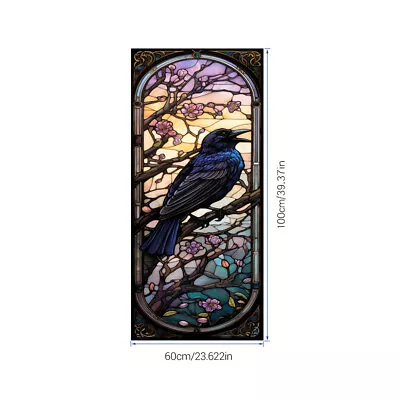 Buy Non-adhesive Window Film Decorative Crow Print Stained Window Glass Sticker • 10.49£
