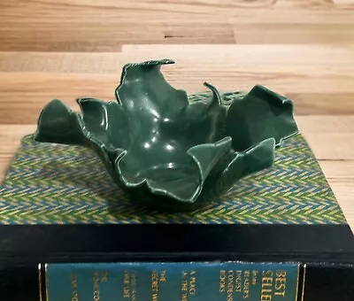 Buy Vintage Green Art Pottery Leaves Open Catchall Console Bowl Johannes Brahm Style • 14.22£