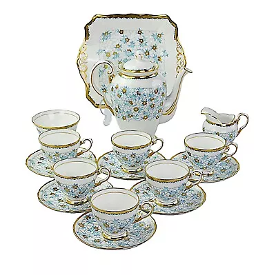 Buy Tuscan China, Coffee Set, Blue Floral Gilded • 85£