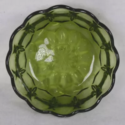 Buy Vintage ANCHOR HOCKING Glass Green AVACADO Scalloped BOWL 5 D X 1.75 H • 13.50£
