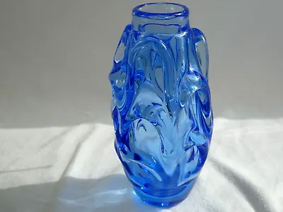 Buy Jan Beranek Skrdlovice Czech Blue Art Glass Blue Vase 1950s /1960s 8 1/4  • 85£