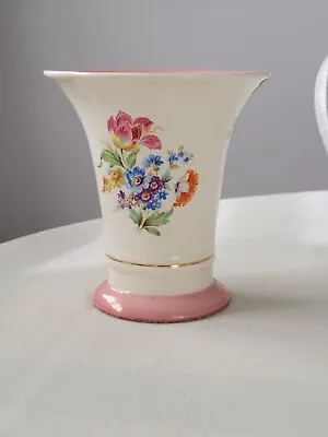 Buy Vtg E&R American Art Ware Porcelain Vase Floral Bouquet With Pink And Gold Trim • 18.25£