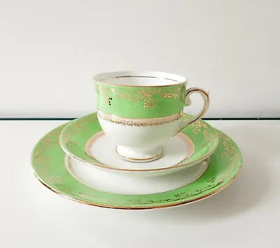 Buy Vintage Salisbury Fine Bone China Tea Set Green & Gold Pat No.2095 Afternoon Tea • 5£
