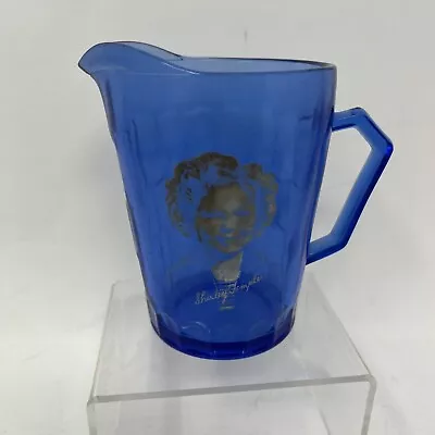 Buy Vintage Shirley Temple 4.5” Tall Cobalt Blue Depression Glass Pitcher • 11.31£