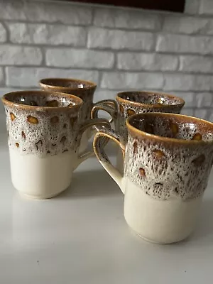 Buy Fosters Studio Pottery Mug Cup ( Set Of 4)  Blonde Honeycombe Vintage Retro • 6£