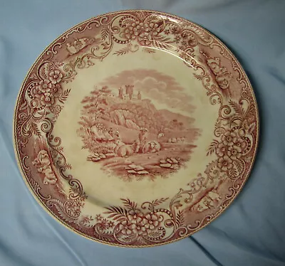 Buy Antique Red George Jones And Sons 10 1/2  Porcelain Plate ENGLAND PASTORAL 1790 • 72.29£