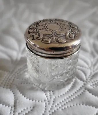 Buy Beautiful Antique Cut Glass Jar With Solid Silver Art Noveau Lid • 18£