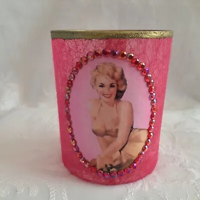 Buy Pin Up Girl Tea Light Pink Candle Holder, Man Cave, Retro Party, 8,5cm Tall • 5£