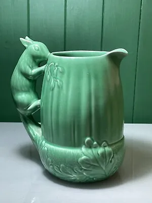 Buy Vintage Art Deco Sylvac Pottery Ceramic Green Squirrel Acorn Jug/vase (1959) • 29.99£