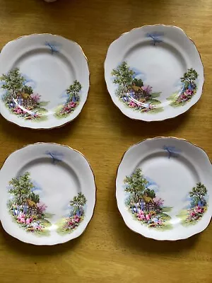 Buy Four Ridgway Potteries Royal Vale Tea Plates 'thatched Cottage ' • 5£