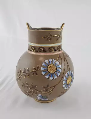 Buy Vintage Sarreguemines Brown Ceramic Floral Print Vase 11cm Tall • 7.99£