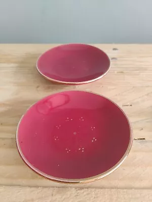 Buy Pair Swedish Pottery Plates Upsala-Ekeby Gefle Red Rubin Design By Arthur Percy • 16£