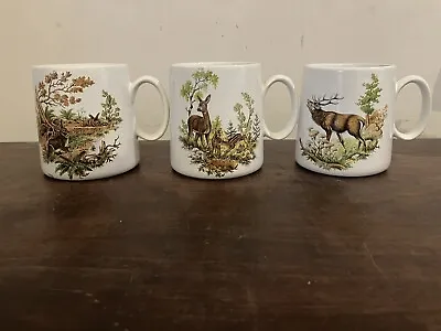 Buy Vintage Trio Of Holkham Pottery Tankards Mugs Wildlife Stag Hart Fawn 1970s Vgc • 24£