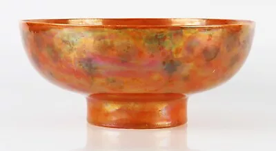 Buy Antique Ruskin Pottery Large Orange Lustre Egg Shell Bowl With Leaf Design, 1910 • 238.50£