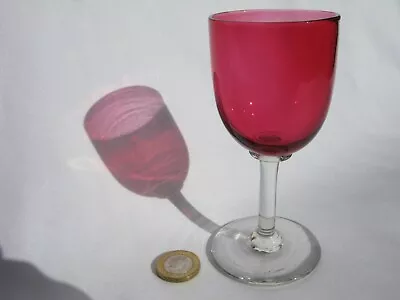 Buy Edwardian Art Nouveau Era Cranberry Pink Wine Glass Colar Under Bowl L5 • 15£